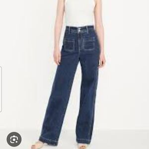 Old Navy High Rise Baggy Wide Leg Dark Wash Jeans Size 8 Petite